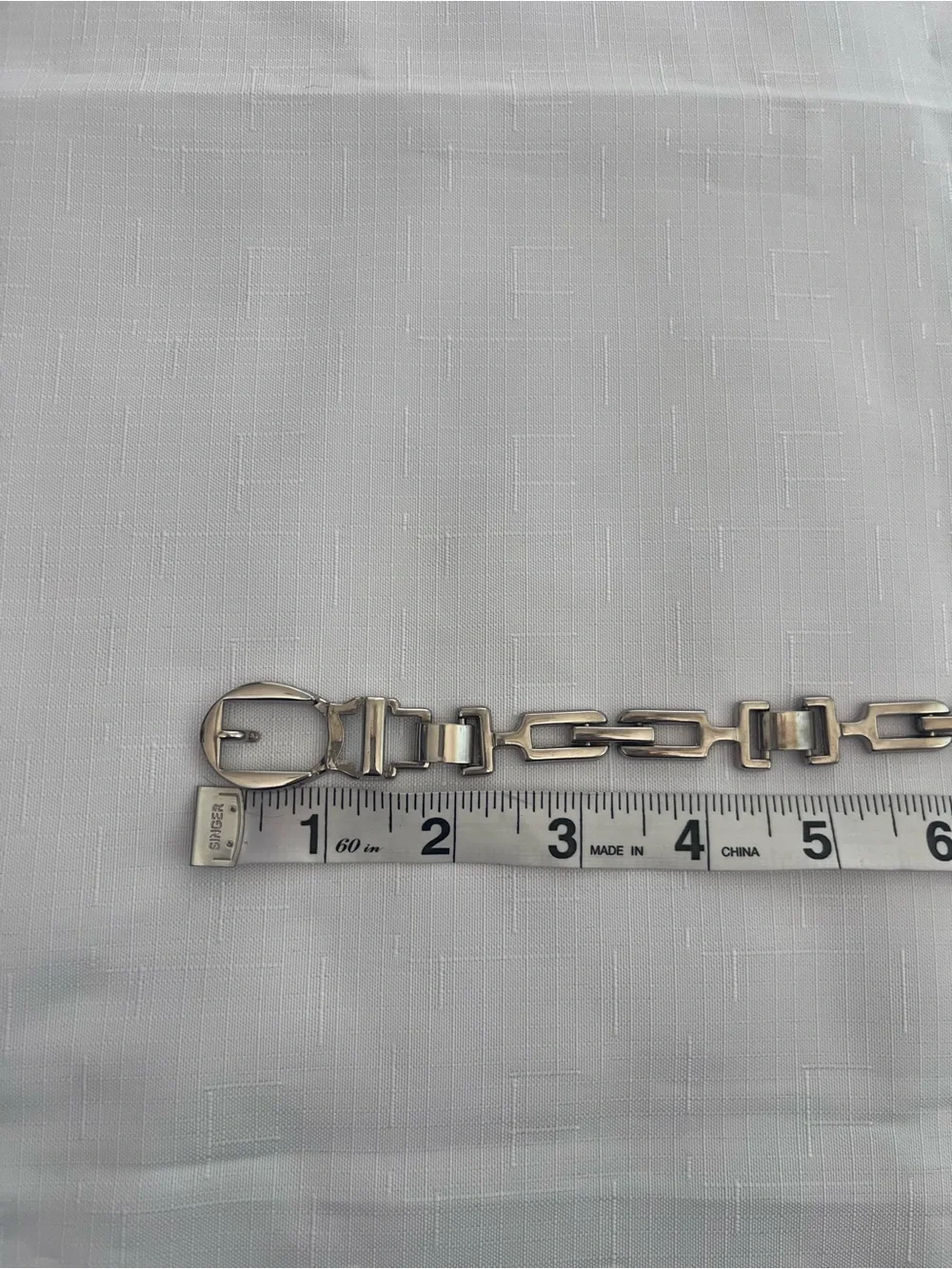 Vintage Y2K Silver Tone Metal Link Belt Geometric Skinny Waist Belt 28”